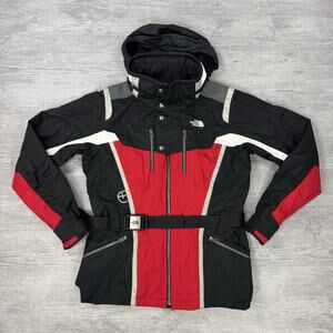 VTG North Face Steep Tech Jacket Womens Large Red Black White Belted Ski 90s EUC